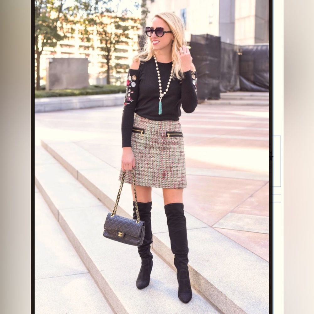 ✨⚡️💥 Loft Tweed Skirt Women's Straight Pencil Multicolor - Picture 3 of 8